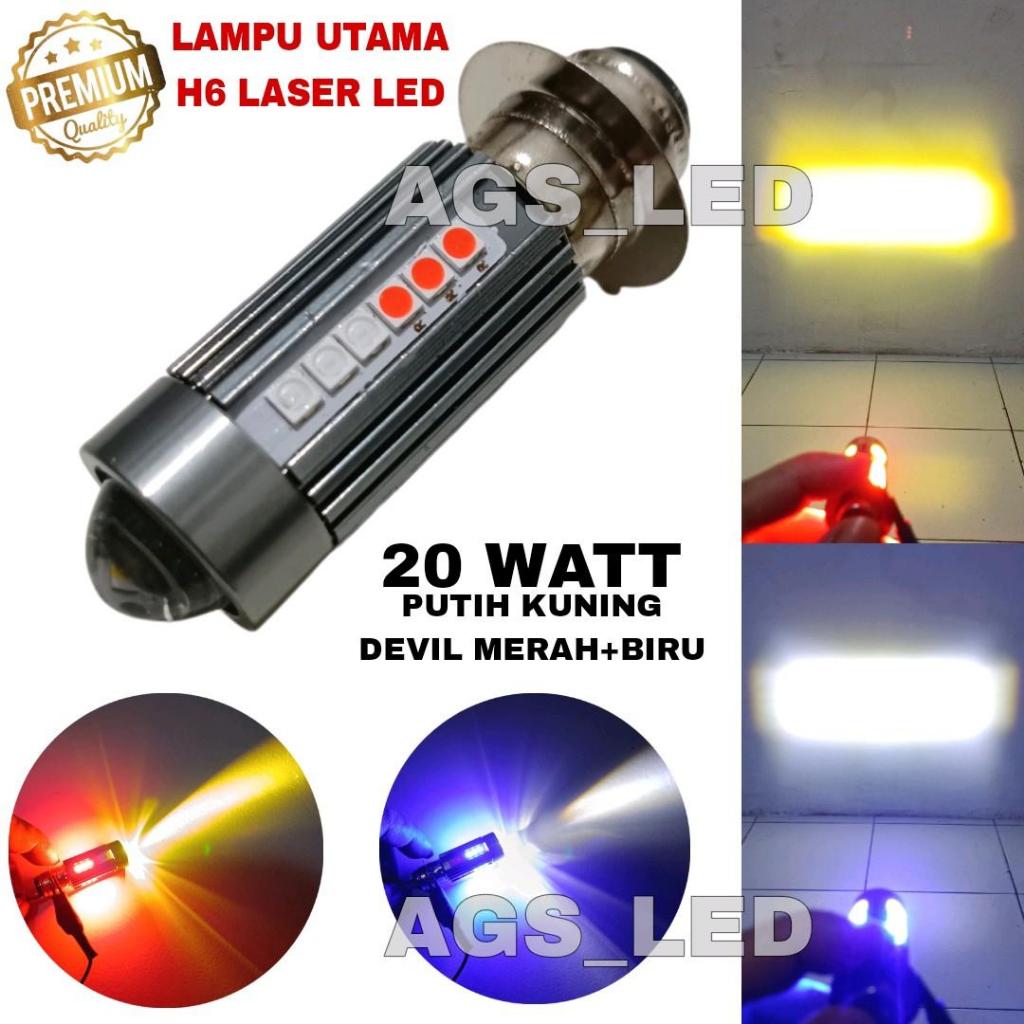 LAMPU UTAMA MOTOR SOKET H6 LASER LED DEVIL MERAH BIRU/LAMPU DEPAN MOTOR H6 LASER LED PLIS DEVIL TSS 