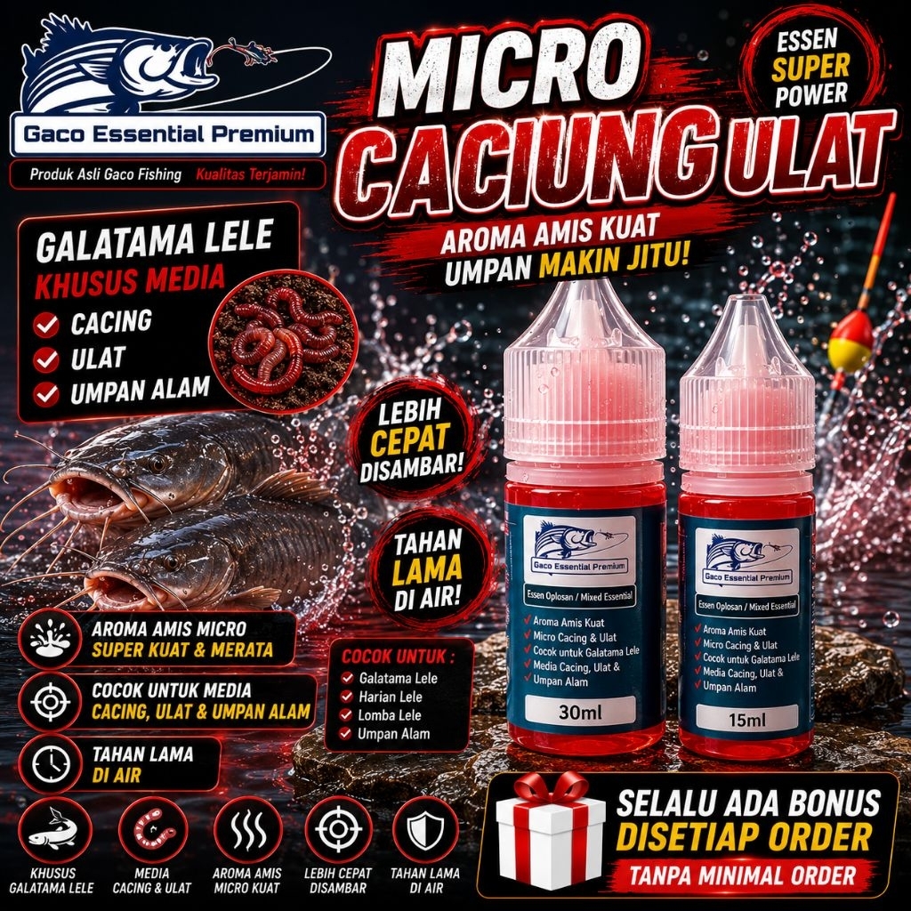 GACO Essen ikan lele MICRO CACING ULAT Dijamin anti zonk