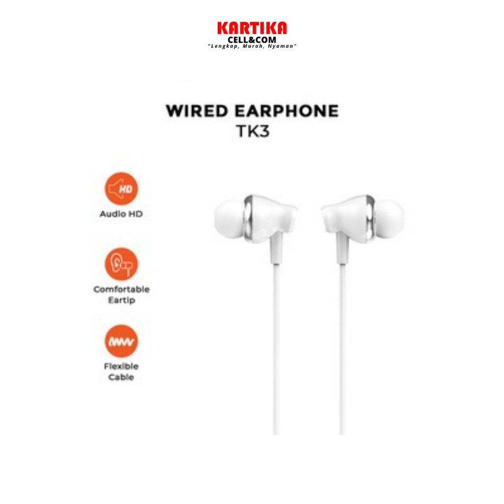 OASE HF3.5 TK-3 Earphone Kabel Jack 3.5mm Headset Full Bass Mic Original