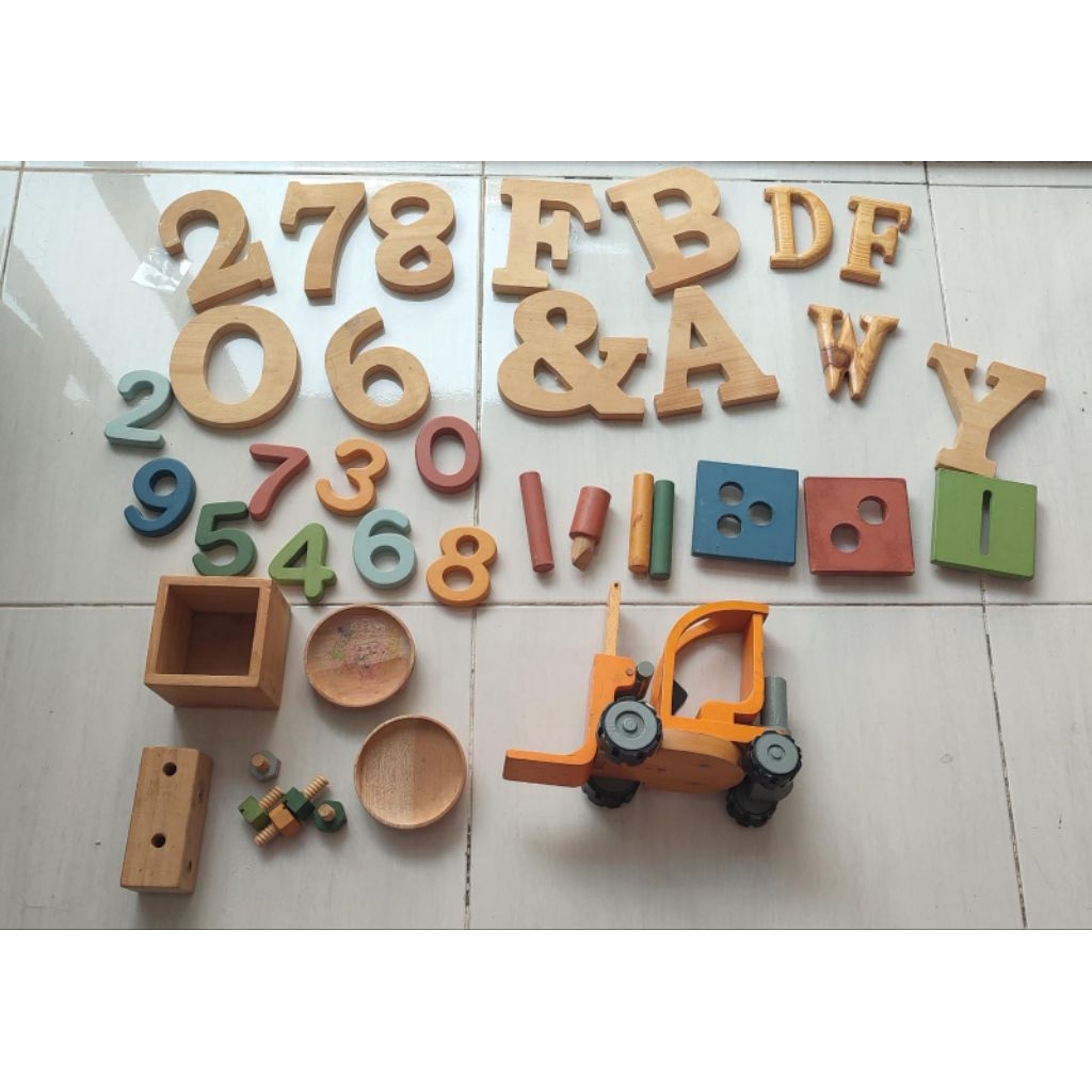Preloved Mainan Kayu Anak - Wooden Toys Number - Mainan Kayu Angka
