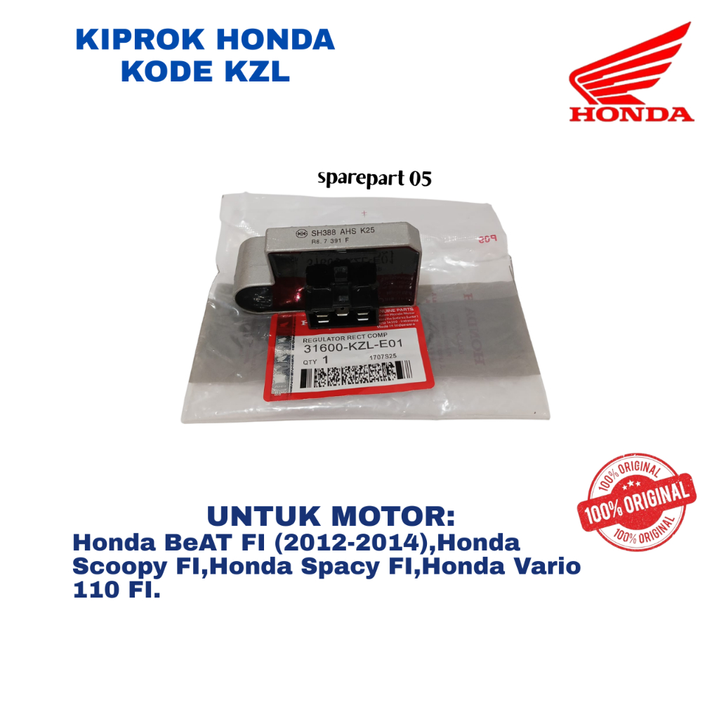 KIPROK ORIGINAL HONDA KODE KZL UNTUK MOTOR HONDA BEAT FI (2012-2014), HONDA SCOOPY FI, HONDA SPACY F