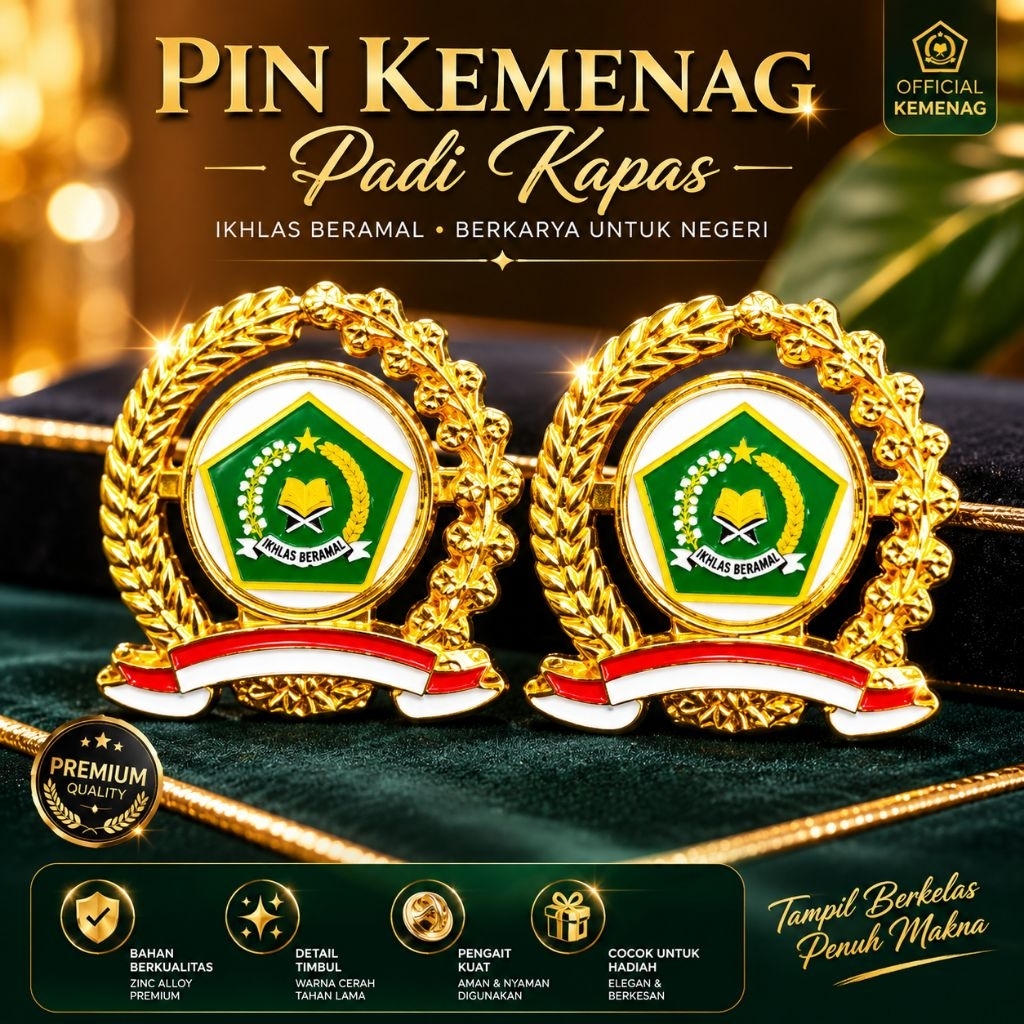 Pin Lencana Logo Kemenag Padi Kapas