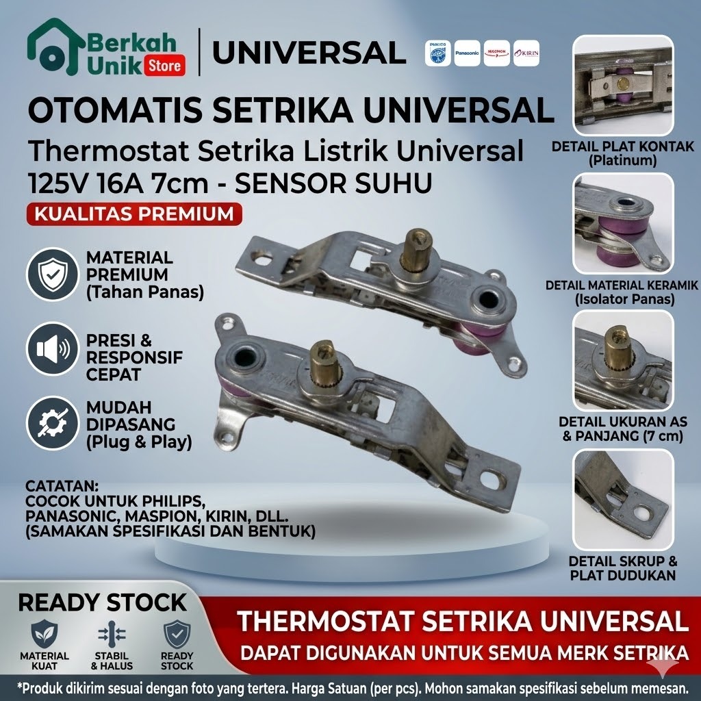 Otomatis Setrika Maspion Philips Panasonic Thermostat Setrika Listrik Universal Suku Cadang Sparepar