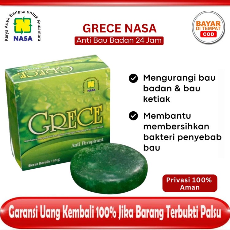 Grece Body Crystal Nasa Original 50gr Sabun Mandi + Deodorant Alami Anti Bau Badan Ketiak Tahan 24 J