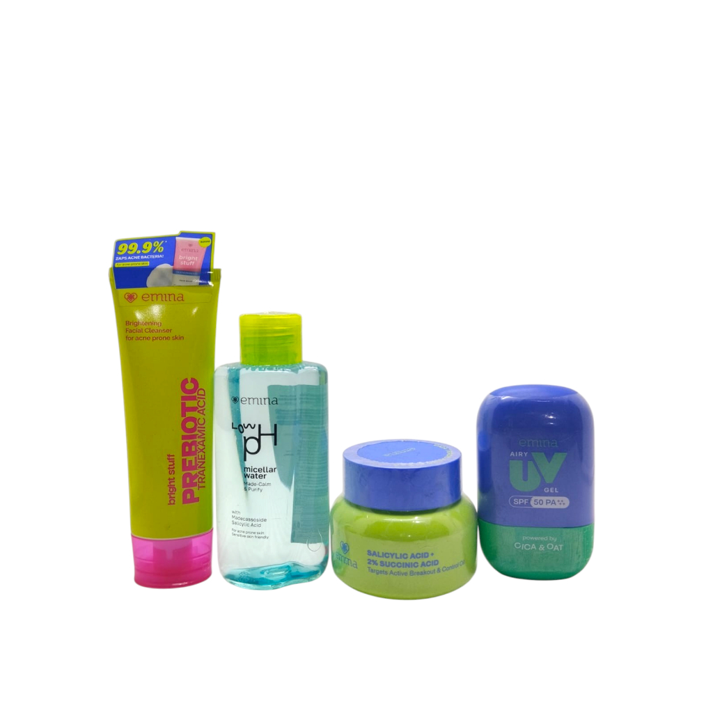 Emina Acne Care Bundling Set Face Wash/Moisturizer/Sunscreen - Merawat Kulit Berjerawat