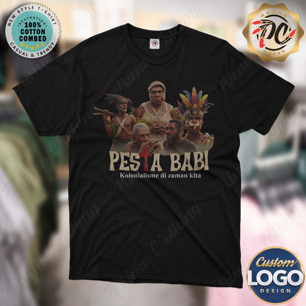 KAOS DEWASA BAJU ATASAN PRIA & WANITA T-SHIRT CUSTOM DESIGN PESTA BABI