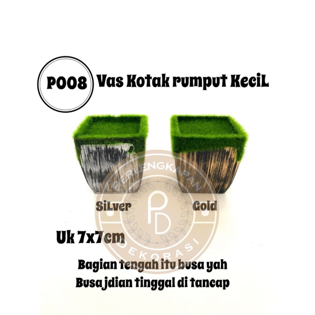 Dekorasi Vas bunga / Pot bunga Rumput Lumut Foam Metalic Bulat / Kotak