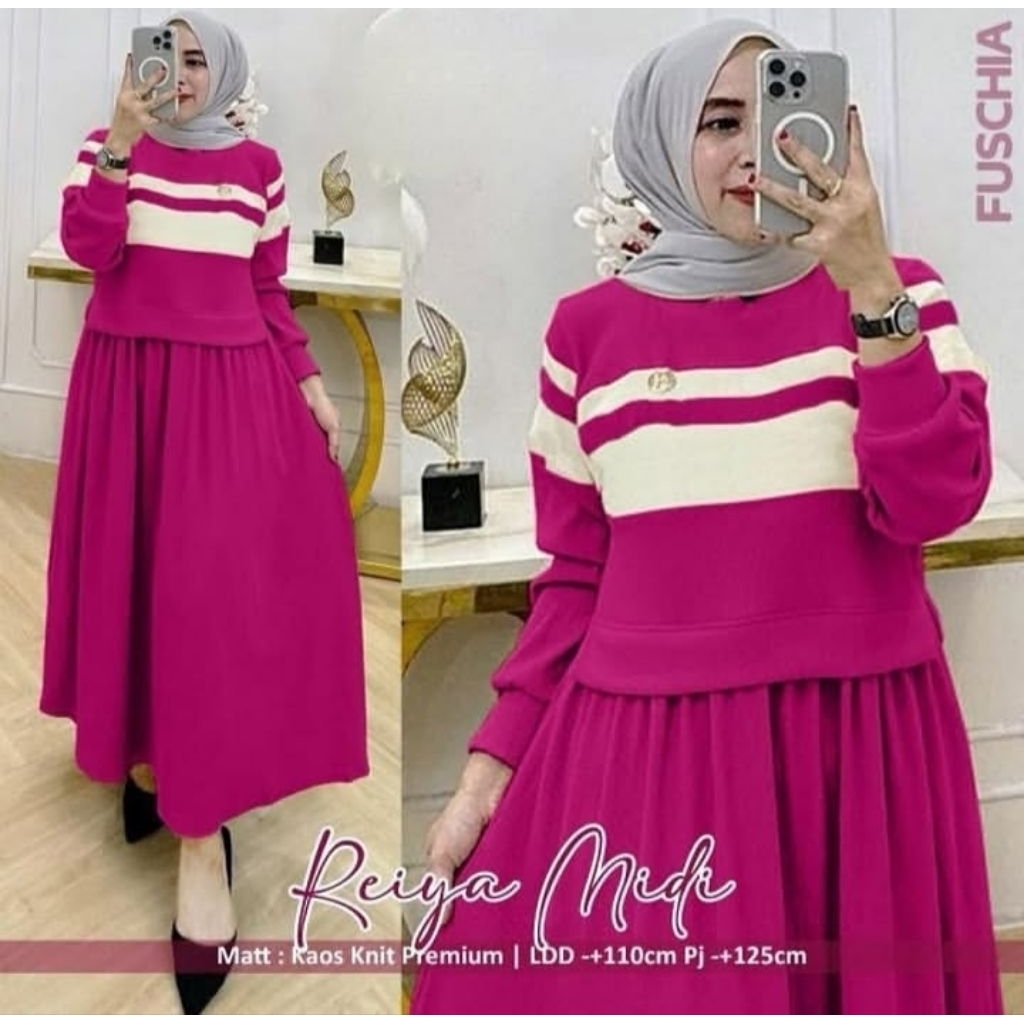 Sage green bestseller produk cocok untuk holiday / Korean muslim modis kaos knit super / midi dress 
