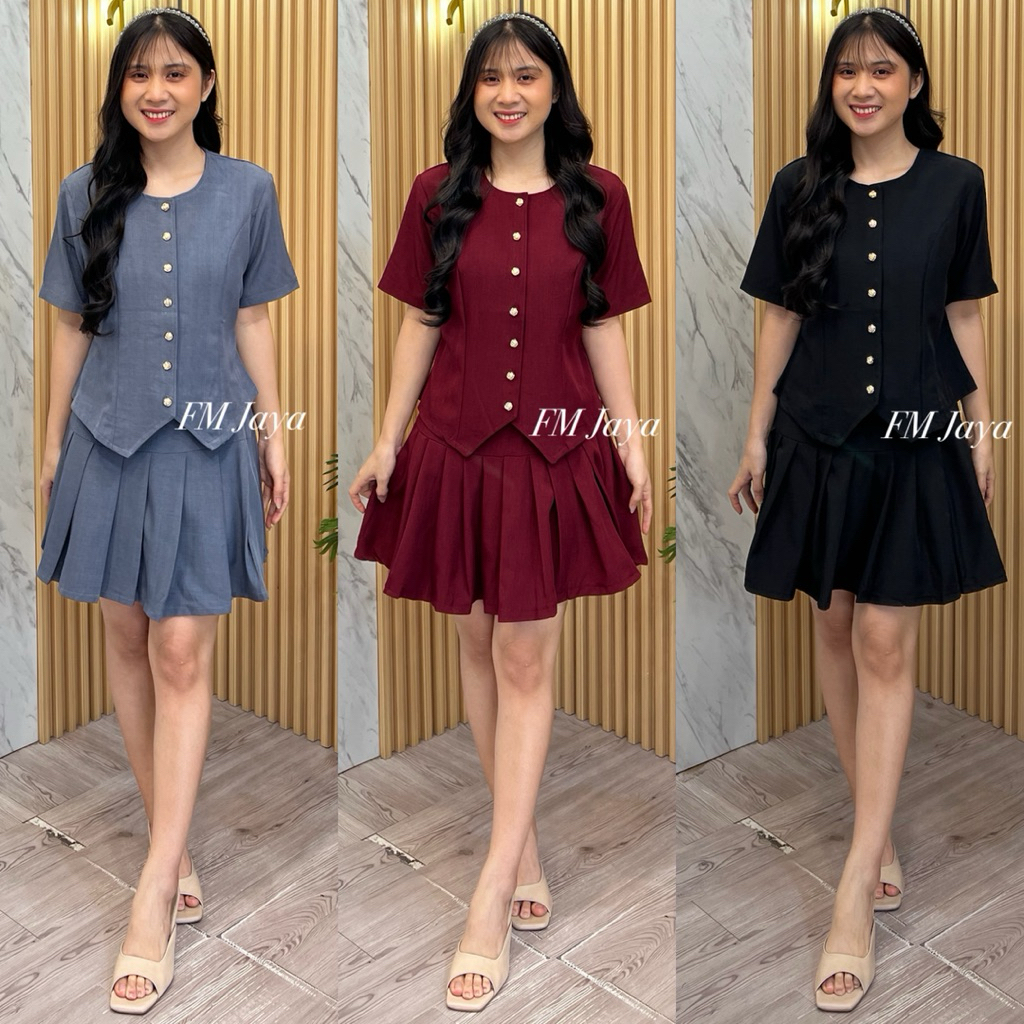 STELAN ROK MINI WANITA 7731-5 || ONE SET ROK ELEGAN || SET ATASAN + ROK PENDEK