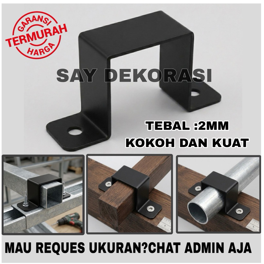 (BISA COD)SAY DEKORASI TYPE A2 KLEM HOLO/KLEM KOTAK/KLEM BESI/KLEM KAYU KOTAK/KLEM KOTAK SEMUA UKURA