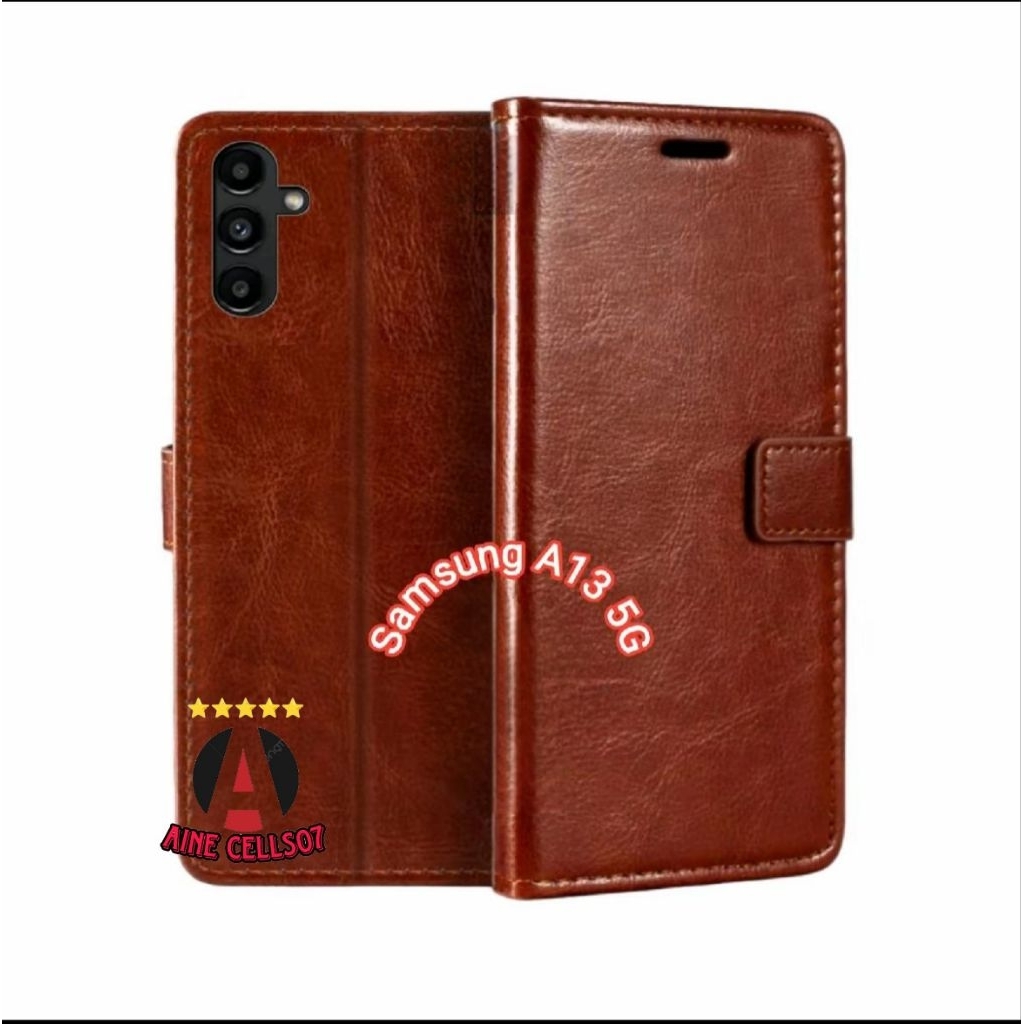 Casing SAMSUNG A13 5G Case HP Kulit Premium Flip Cover Dompet Elegan - Casing Multifungsi Penutup