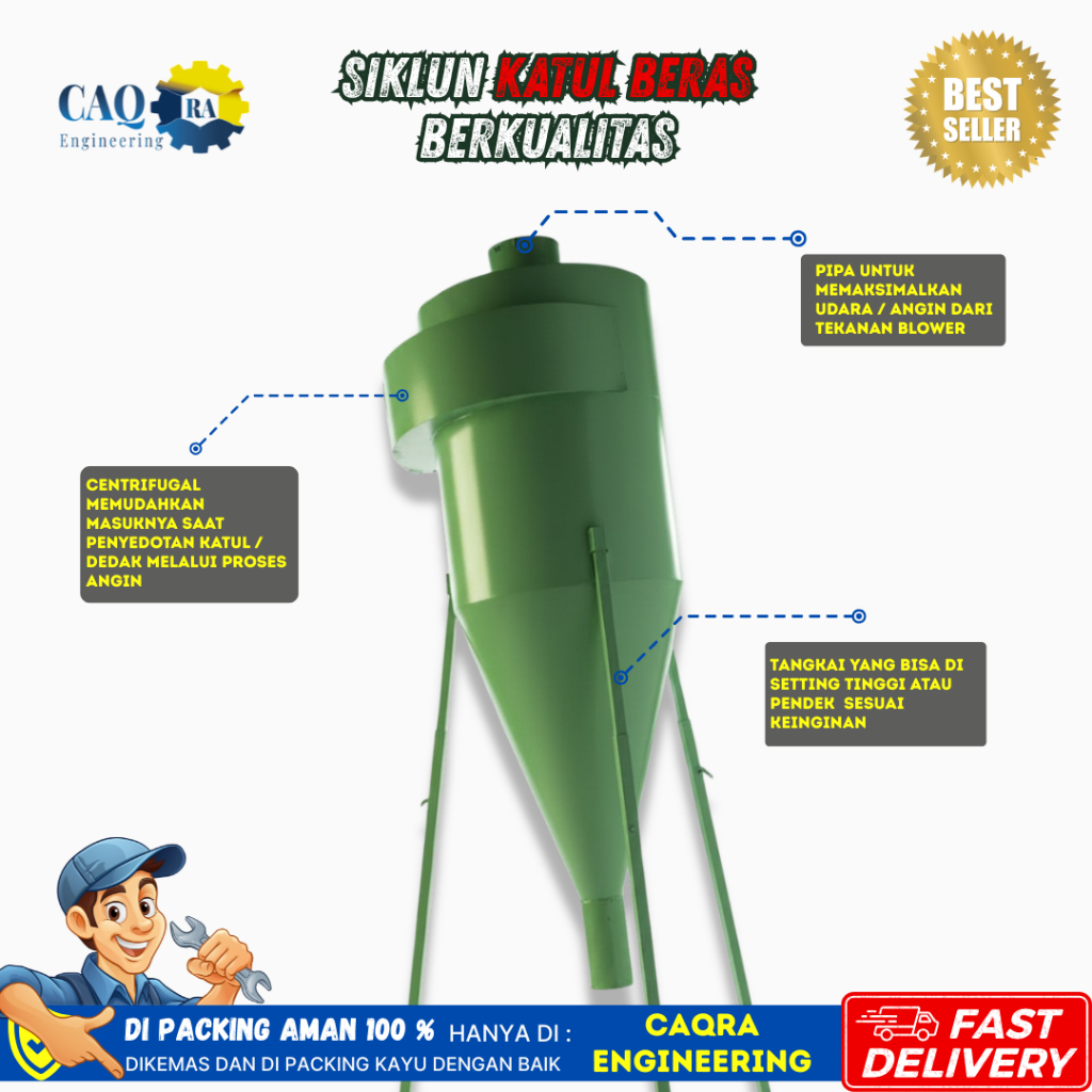 Siklun gabah padi / Cyclone Separator Dedak Katul Padi Siklon Angin Pemisah Gabah Kapasitas Kecil Se