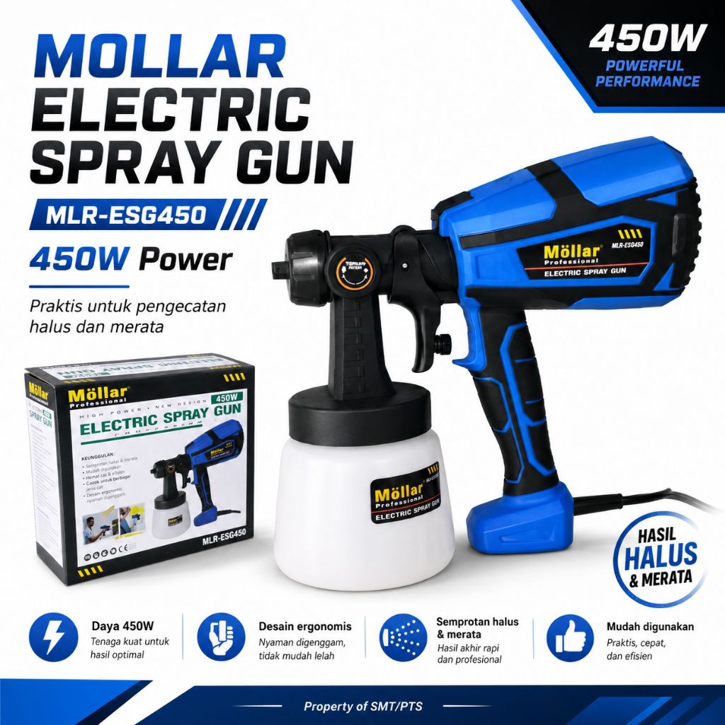 MOLLAR Spraygun Elektrik Cat Minyak Brass Head Mollar ESG450 Spet Cat Thinner Listrik Nozel Kuningan