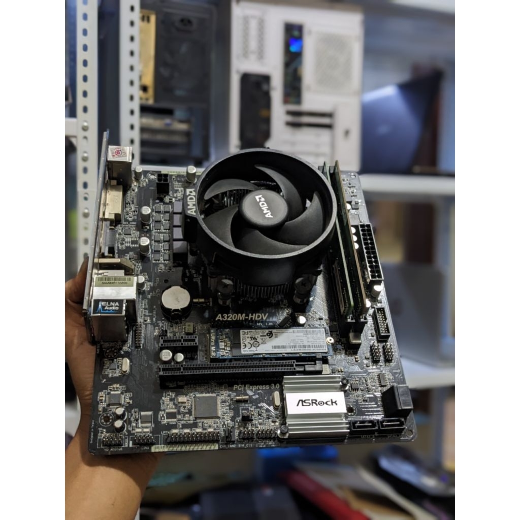 paket Ryzen 5 5600G box mobo ASRock a320m