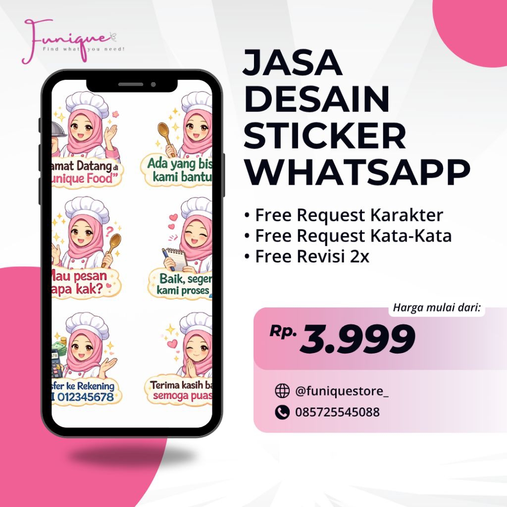Jasa Desain Stiker WhatsApp Custom Murah | Free Request Karakter & Teks | Mulai Rp3.999