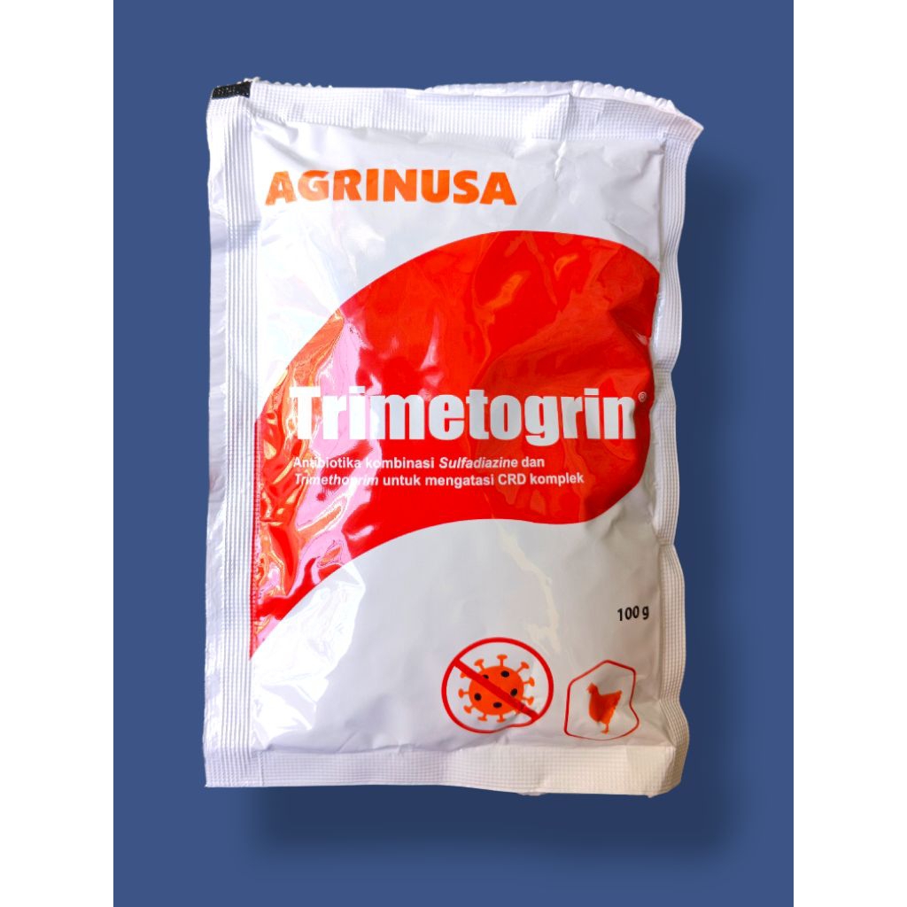 Obat Ayam Broiler atasi Flu Pilek Snot CRD Komplek TRIMETOGRIN 100 gr Agrinusa