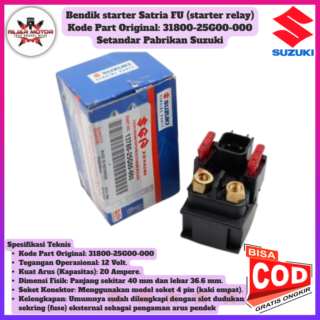 Bendik Starter Suzuki Satria FU 150 Karbu Switch Relay Assy Satria FU F150 Original 13780-2560