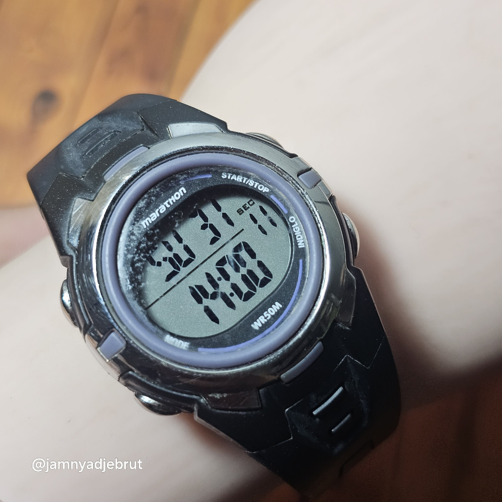 Jam Digital Timex Marathon T5K364 Black Silver Bekas