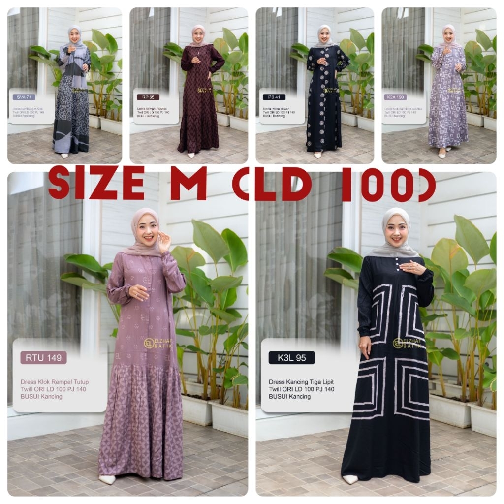 DASTER/PAKAIAN WANITA/GAMIS TWILL/TWILL SIZE M/ELZHAF LD 100/ELZHAF BATIK PEKALONGAN