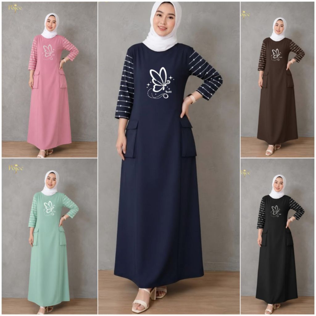 GAMIS POJEE/MIDIDRESS LENGAN SALUR/MIDI KAOS POLOS/DRESS KAOS COMBAD 20S/LONGDRESS KAOS/MIDI SABLON