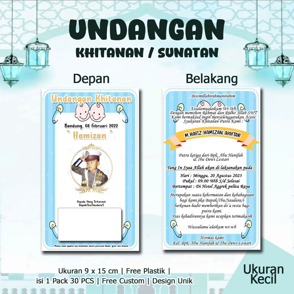 Undangan Khitan Kecil Custom Nama dan Foto Undangan Sunat UKB 09