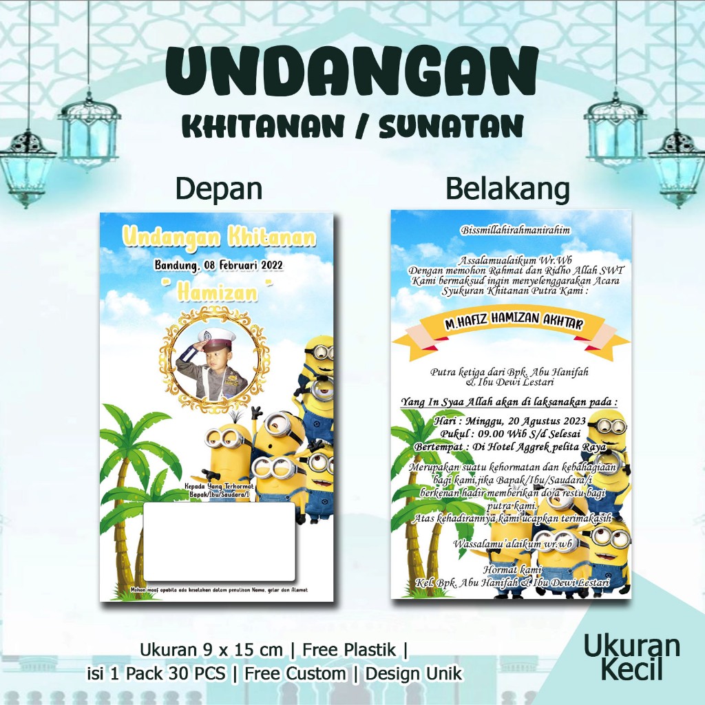 Undangan Khitan Kecil Custom Nama dan Foto Undangan Sunat UKB 07