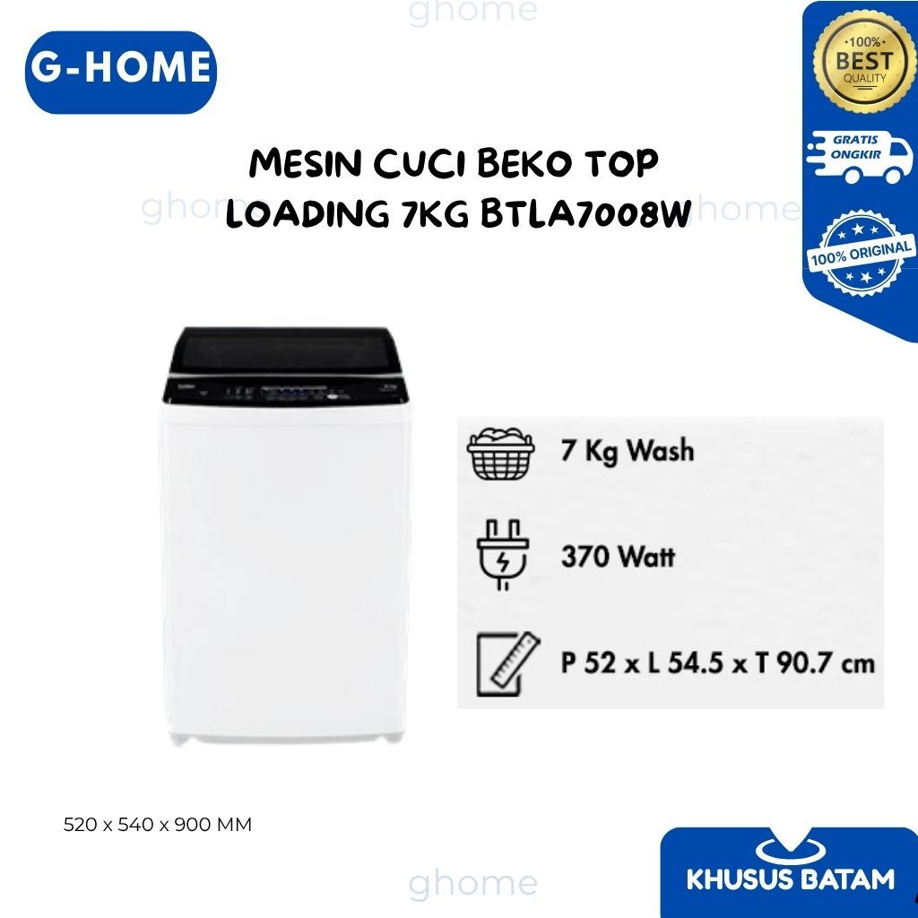 MESIN CUCI BEKO TOP LOADING 7KG BTLA7008W