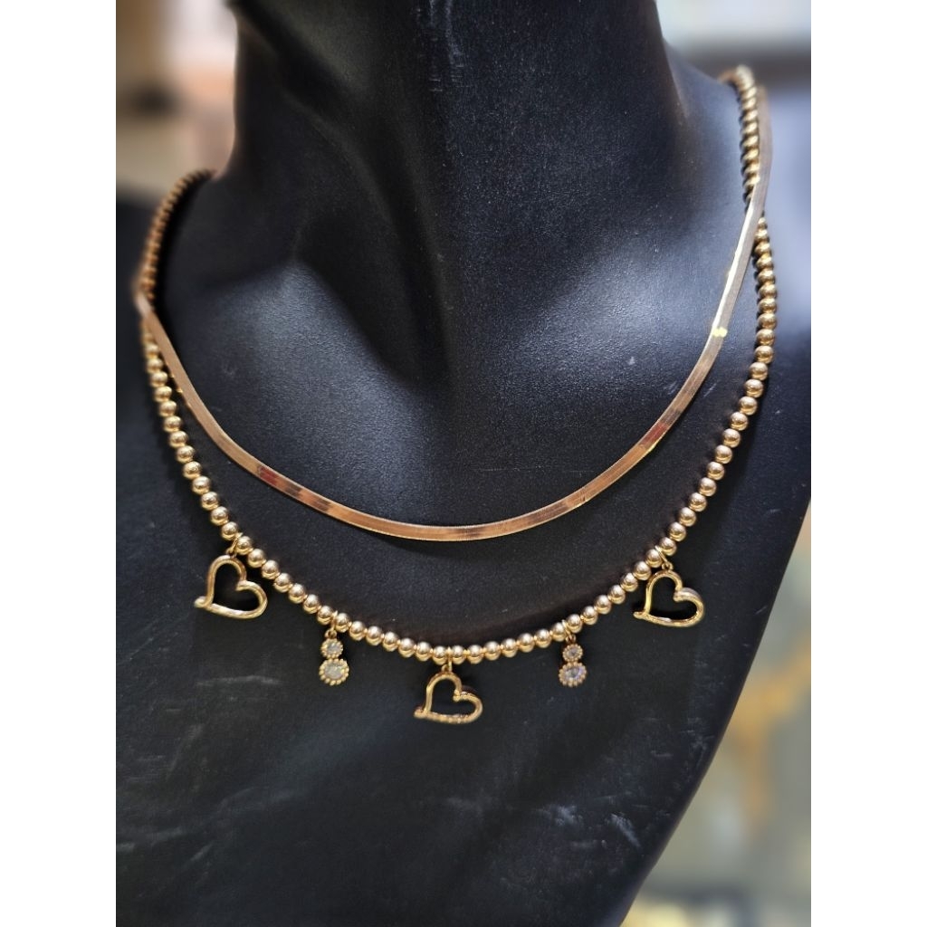 kalung dua layer bijalada x madona gantungan love mata 750