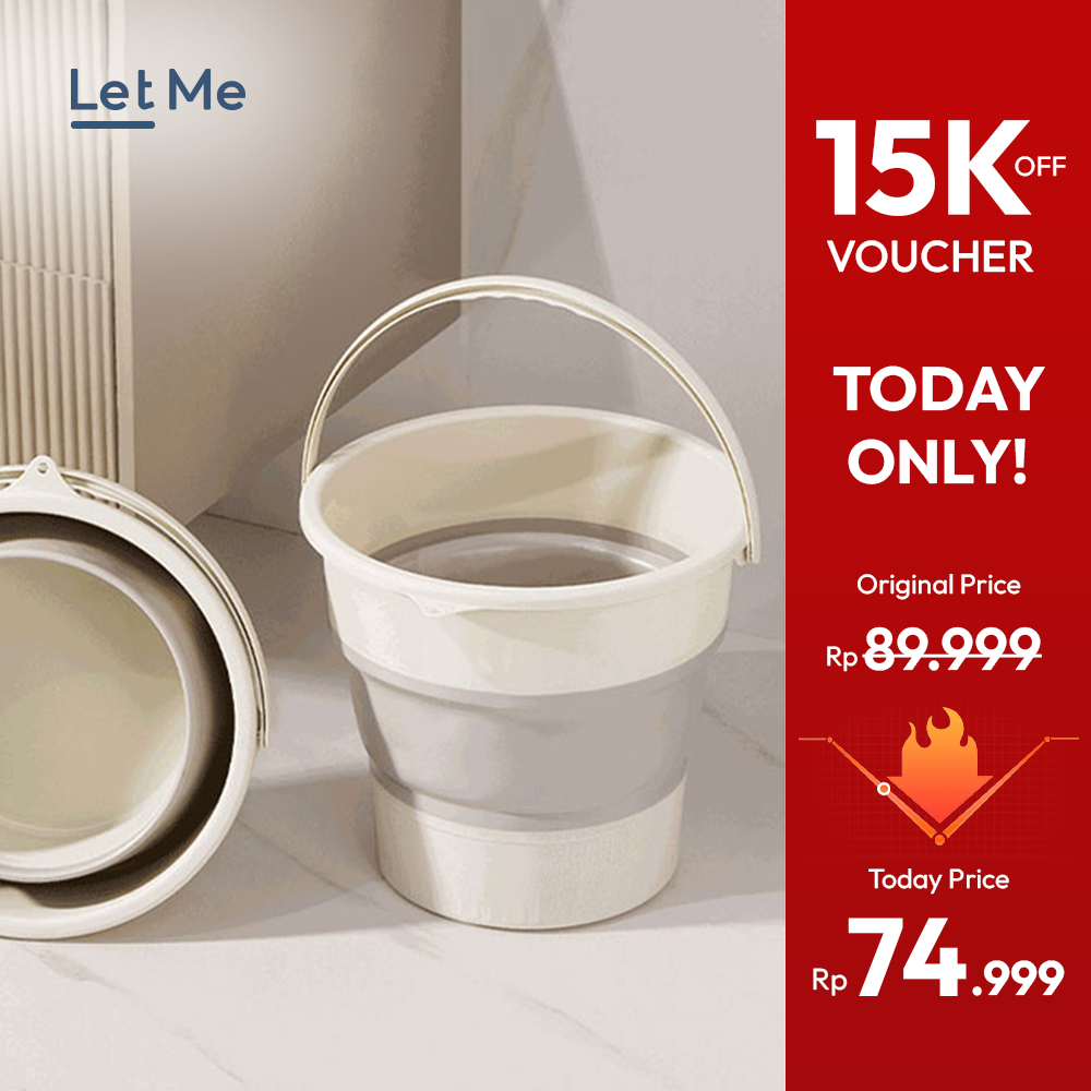 Let Me Ember Lipat Portable - Silikon Plastik Serbaguna 10L  Tahan Panas (Abu-Putih) LM-AGB2062
