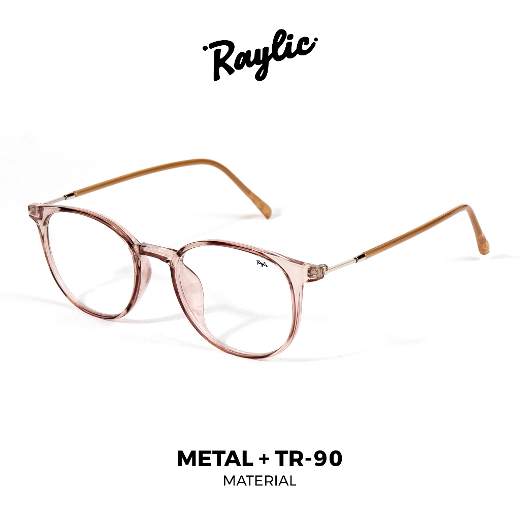 RAYLIC Kacamata Photocromic Wanita Pria Anti Radiasi Blueray Bisa Minus Silinder Frame Bulat Metal T