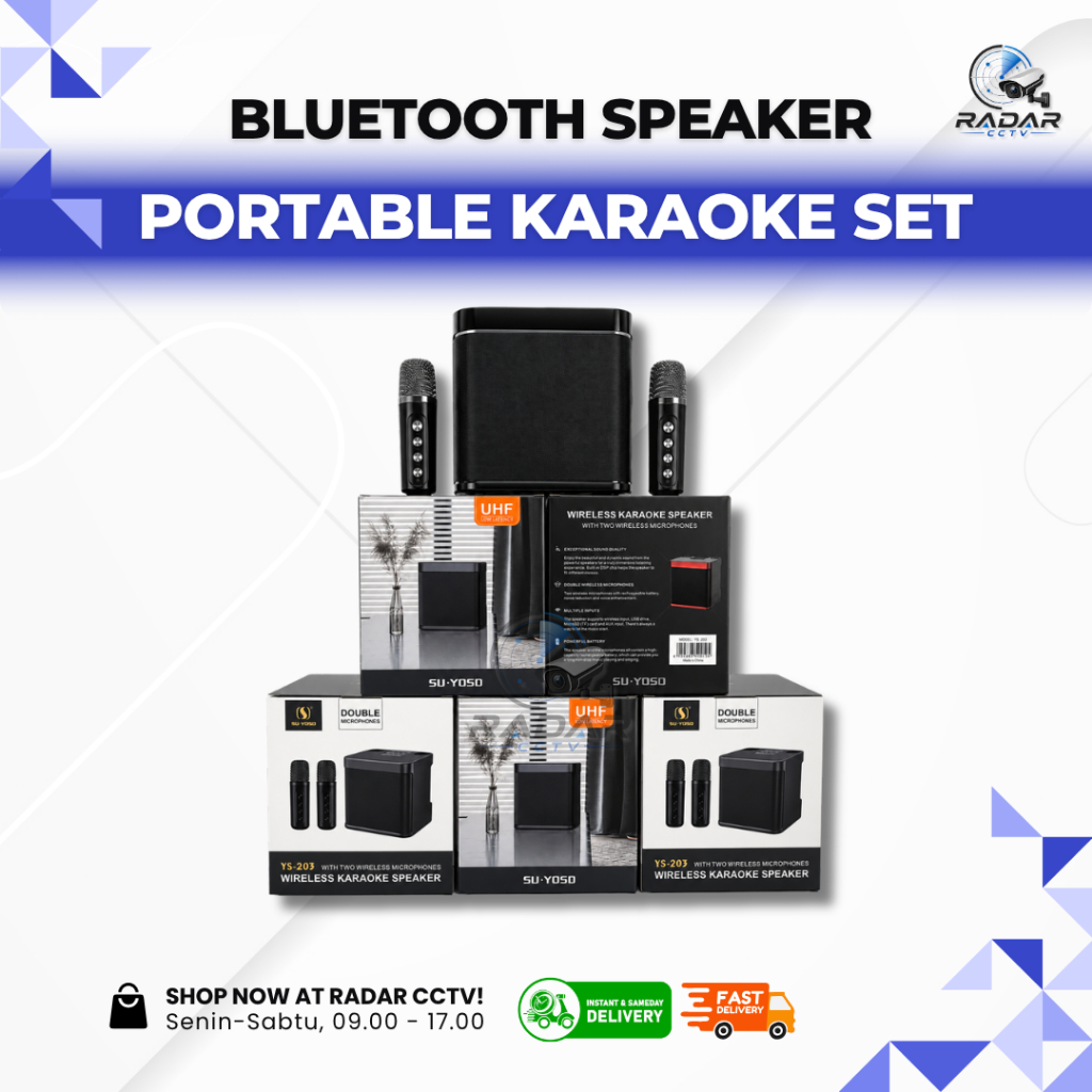YS-203 Bluetooth Speaker Wireless 2 Mic Bluetooth Ktv Equipment 3D Stereo Microphone For Family Part