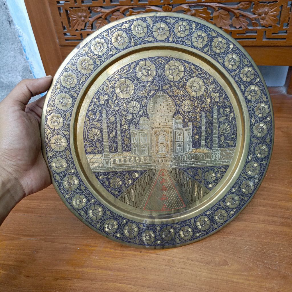pajangan piring kuningan antik vintage