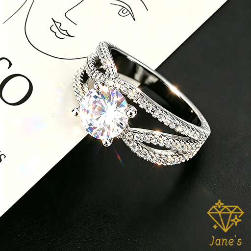 [Kotak hadiah indah]Cincin pertunangan zirkon "Tiga Kehidupan Tiga Dunia" dari baja titanium Mulia d