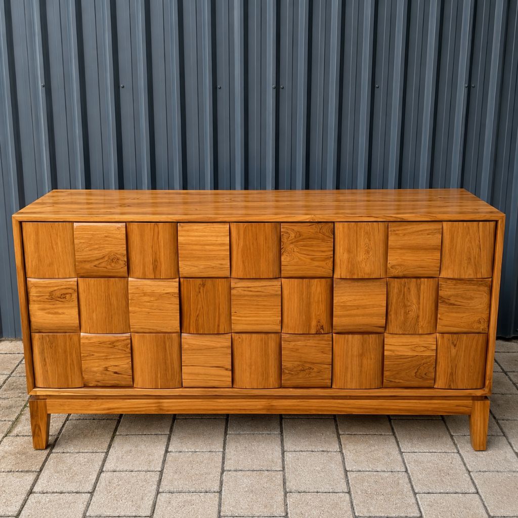 BUFET LEGO JATI MINIMALIS MODERN KABINET TV CREDENZA KONSOL RUANG TAMU JEPARA / BUFET LEGO MOTIF GEL
