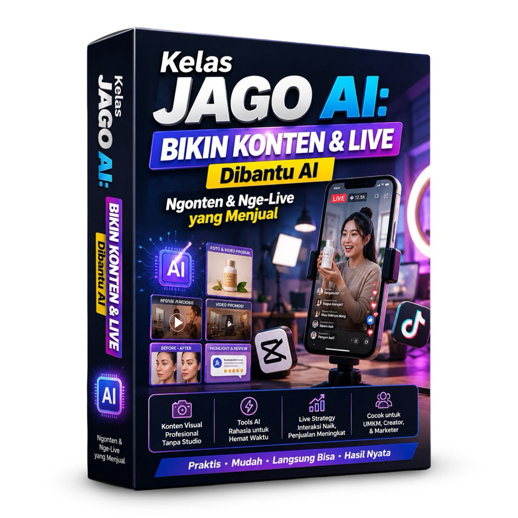 Kelas JAGO AI: BIKIN KONTEN & LIVE Dibantu AI - Ngonten & Nge-Live yang Menjual