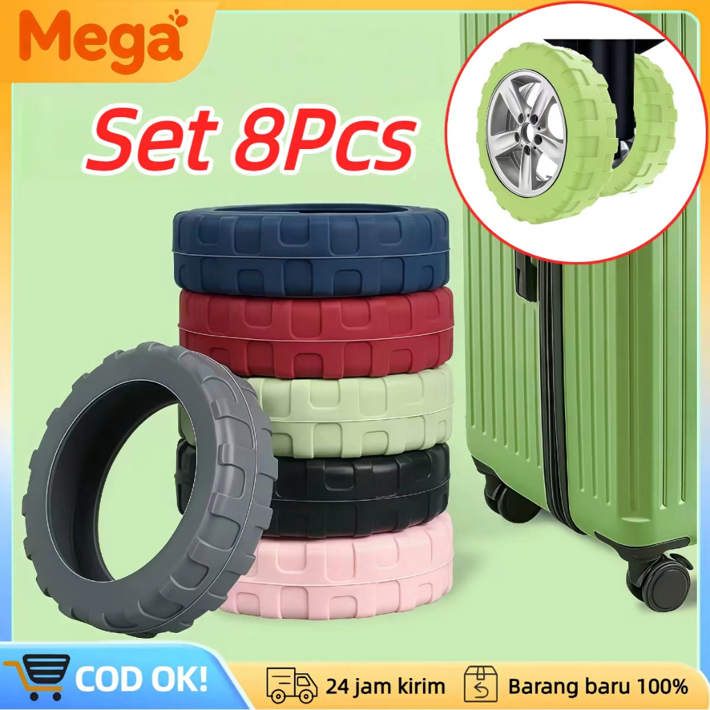 8Pcs Pelindung Roda Koper Kursi Kantor Ring Karet Silikon Cover Penutup Roda 360 Derajat Protektor P
