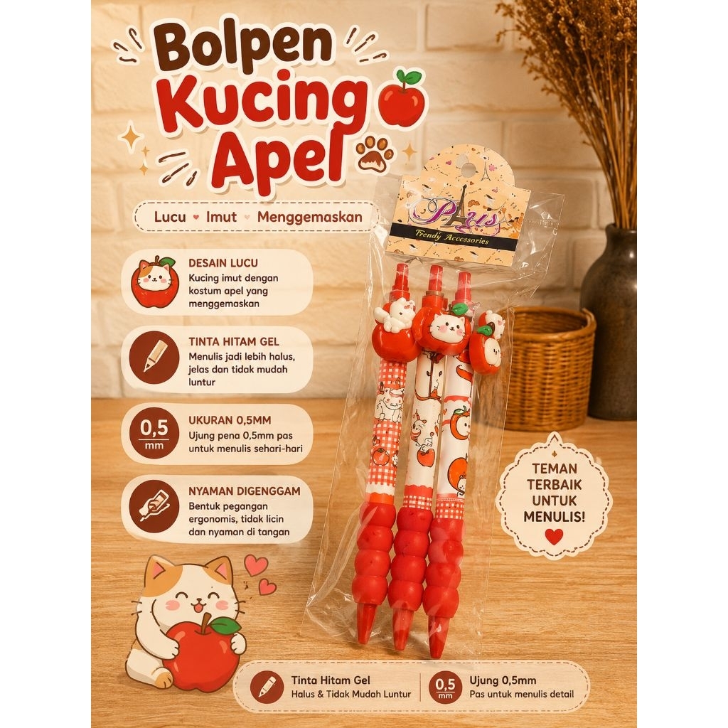 Set Bolpen Kucing Apel