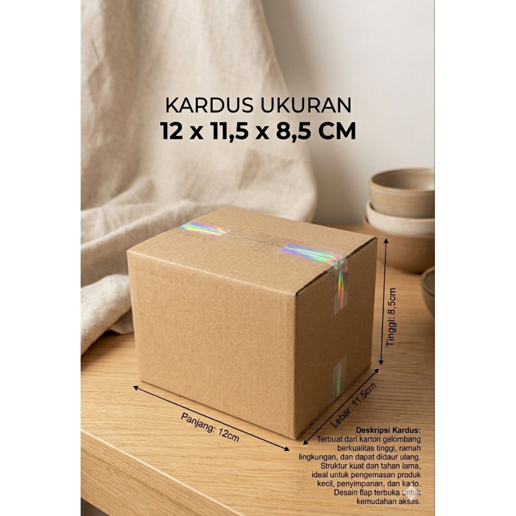 Kardus Box Packing Ukuran 12 x 11,5 x 8,5 cm