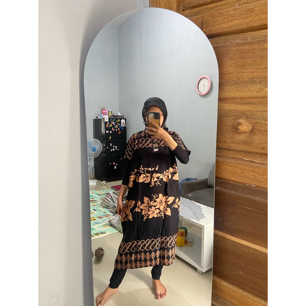 Daster Rayon Bunga Hitam Standar