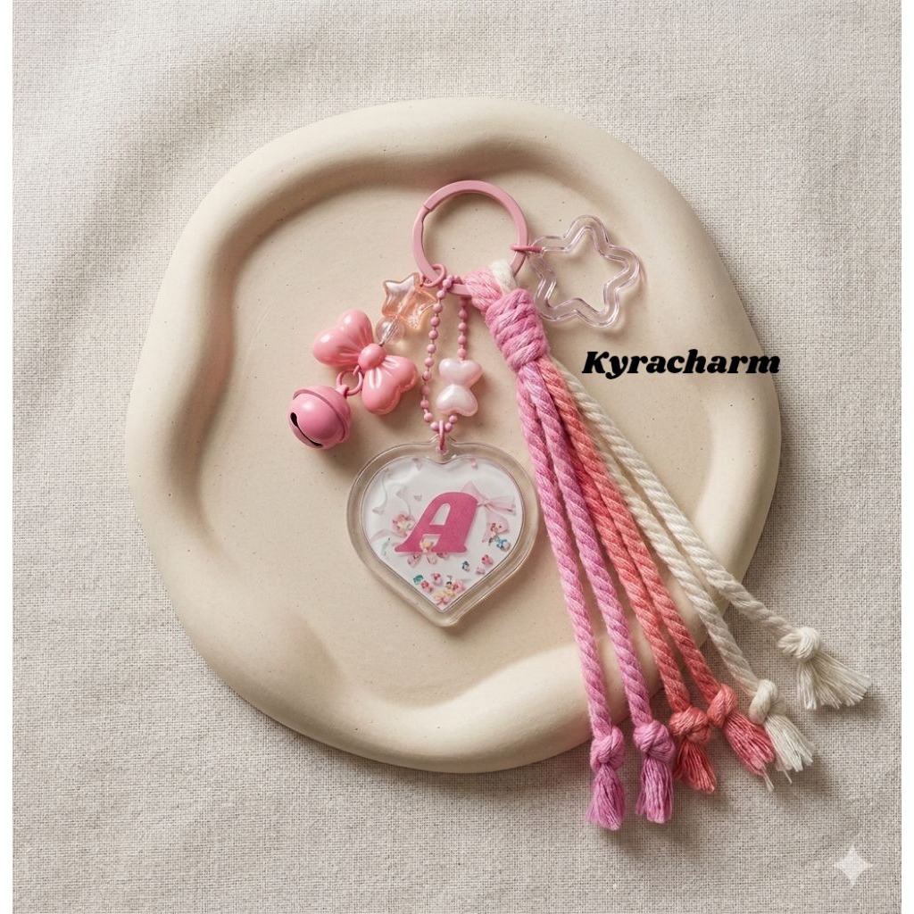 Bag Charm Premium Aesthetic Gantungan Huruf Alphabet Bag Charm Keychain Abjad Akrilik Bag Charm
