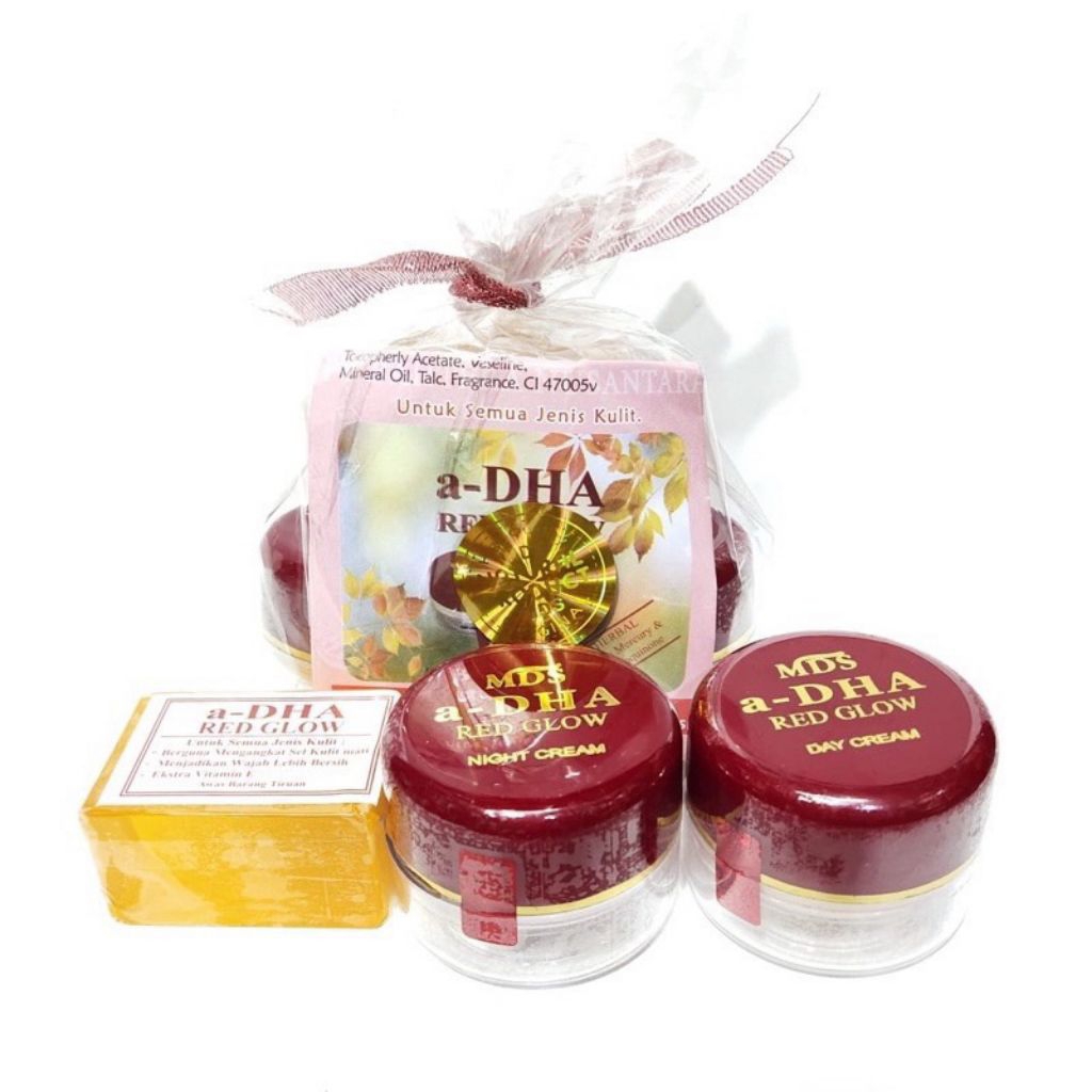 Paket Cream Wajah A-DHA Red Glow MDS - Melembabkan, Memutihkan, Mencerahkan