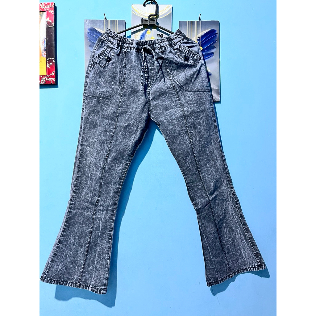 PRELOVED jeans celana panjang cut bray abu-abu