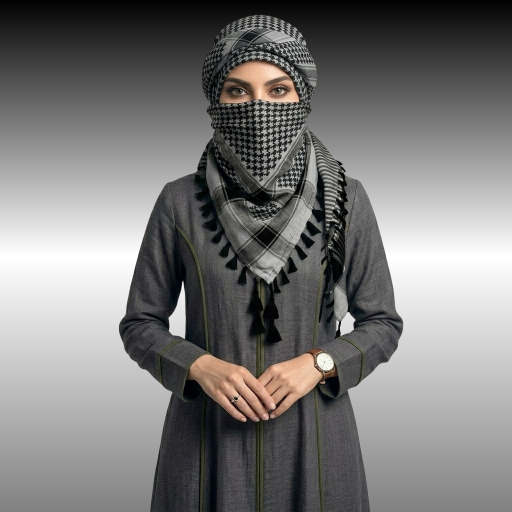 Kerudung Sorban Rumbai Segiempat Palestina Premium untuk Santri Wanita Muslim Berkualitas