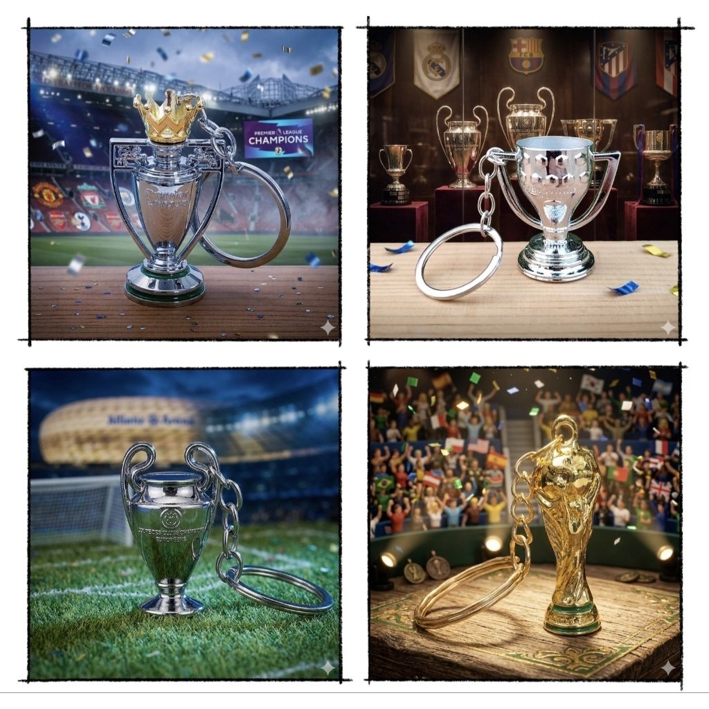 Gantungan Kunci Piala Sepak Bola Gantungan Kunci Piala Dunia Trofi UCL Keychain Football