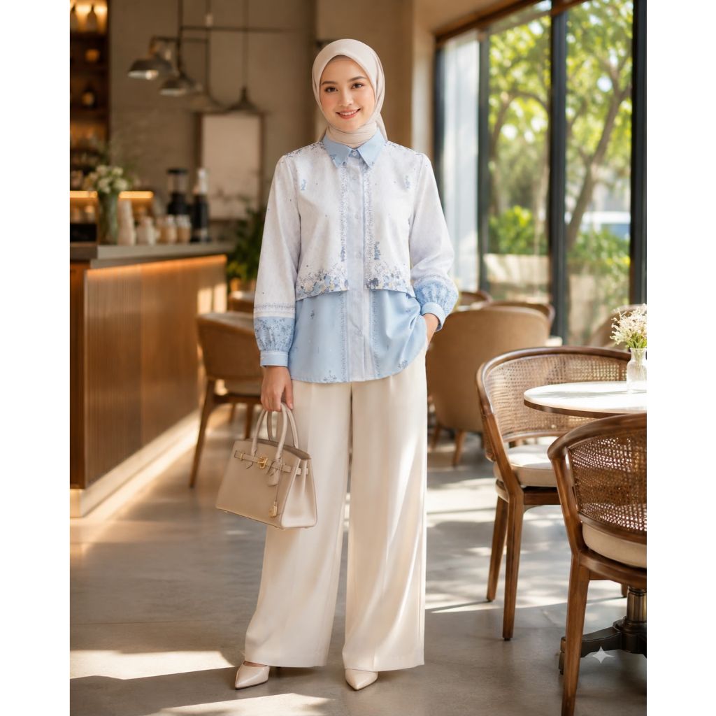 Kemeja Ajoera Twill Luxe - Atasan Wanita Remaja Dewasa By Es-Ha Scarf