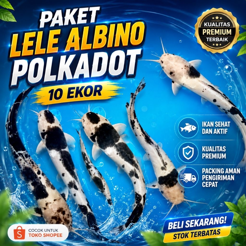 Hiasan aquarium 10 ekor lele albino polkadot