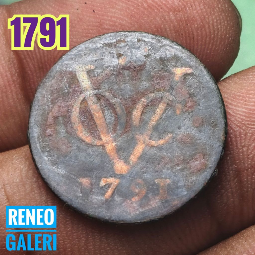 Koin Doit VOC Tahun 1791 Holland asli korosi uang koin kuno duit logam lama Zaman pendudukan Belanda