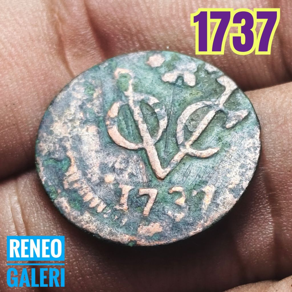 Koin Doit VOC tahun 1737 Zeeland error cetak geser asli jaman pendudukan Belanda uang kuno duit jadu