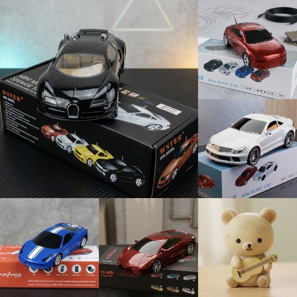 Speaker Mini Portable Bentuk Mobil & Karakter Unik MP3 Player Jadul Unik (CUCI GUDANG)