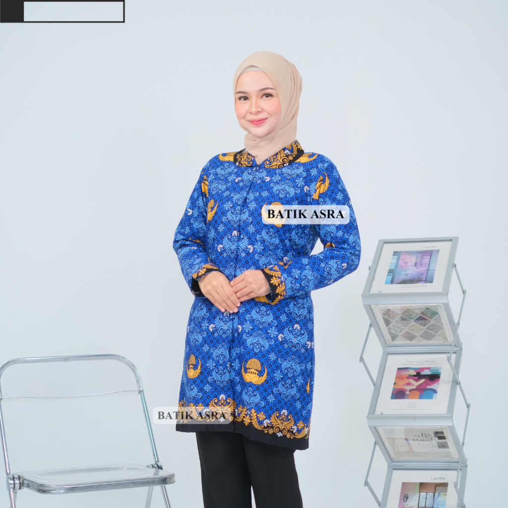 Baju Tunik Korpri Wanita Jumbo Atasan PNS ASN Lengan Panjang Premium